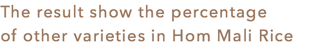 The result show the percentage
of other varieties in Hom Mali Rice